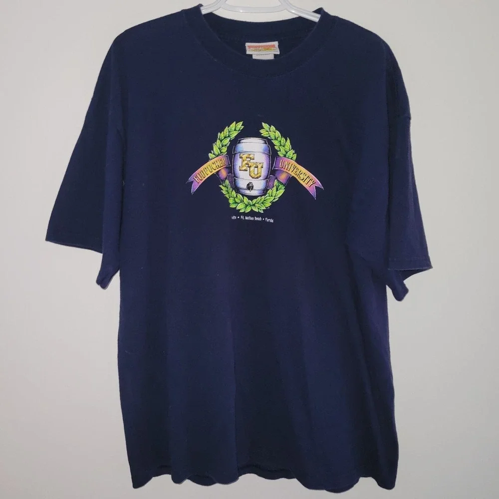 Vintage‎ Fudpucker University Short Sleeve T-Shirt Men's Size XL Blue